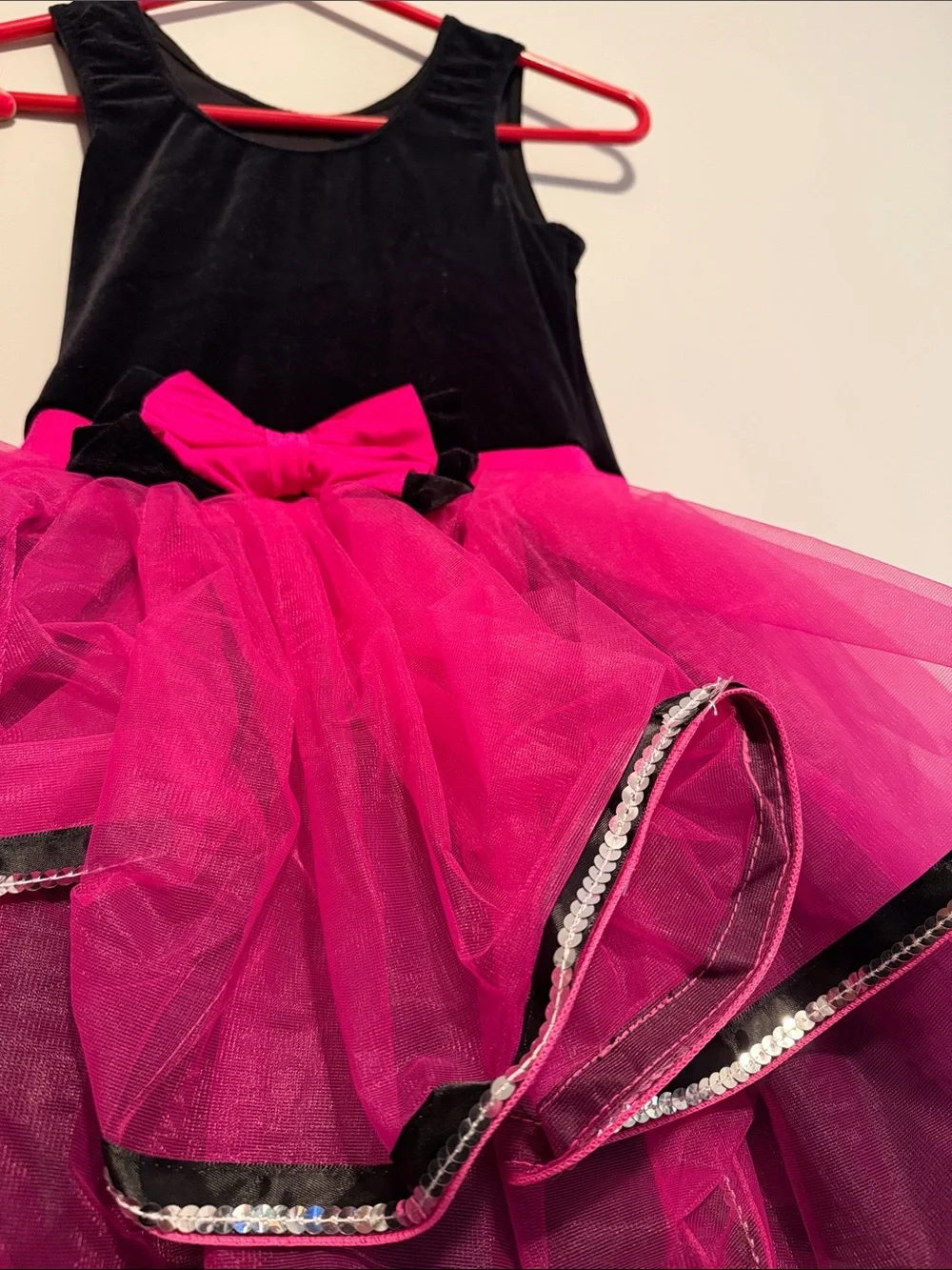 Weissman Black and Hot Pink Tutu Dance Costume with Sequin Trim